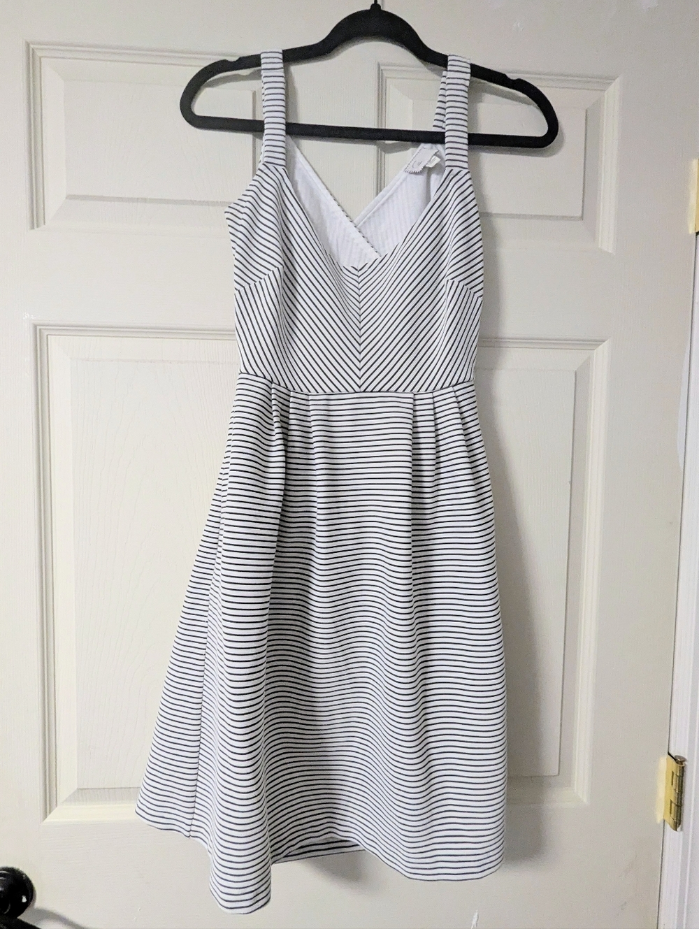 Anthropologie Postage Postcard Striped Criss Cross Back Fit And Flare Open Back